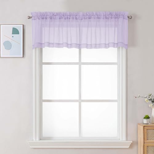 Lilac Sheer Valances for Windows (Lilac / 42"W x 16"L (Pack of 2))
