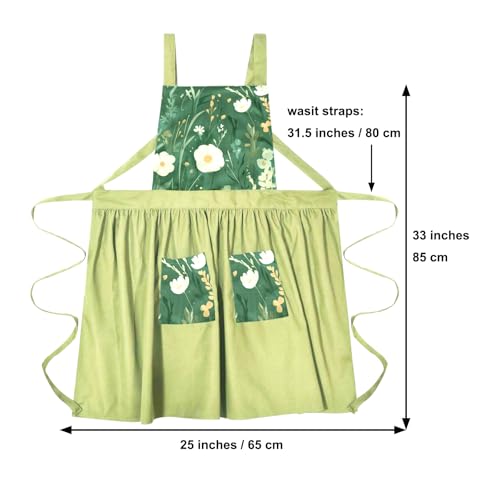 Aprons for Women with Pockets (Light Green)