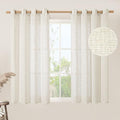 40 Inch Length Semi Sheer Linen Curtains for Windows 2 Panels (52"W x 40"L (Pack of 2) / Natural)