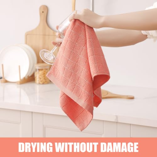 100% Cotton Terry Kitchen Towels (Coral / 13 X 28 - 6 Pack)