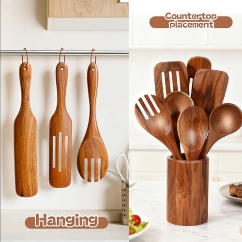Wooden Spoons for Cooking (10 Piece Natural Wood Color)
