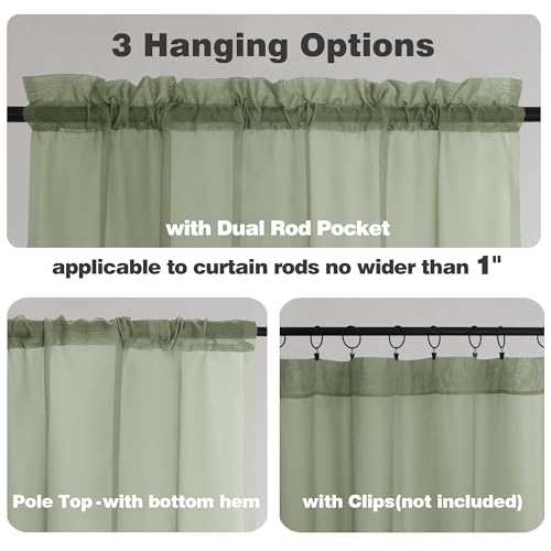 Extra Long Sage Green Sheer Curtains 144 inch 2 Panels (Sage Green / 59"W x 144"L (Pack of 2))