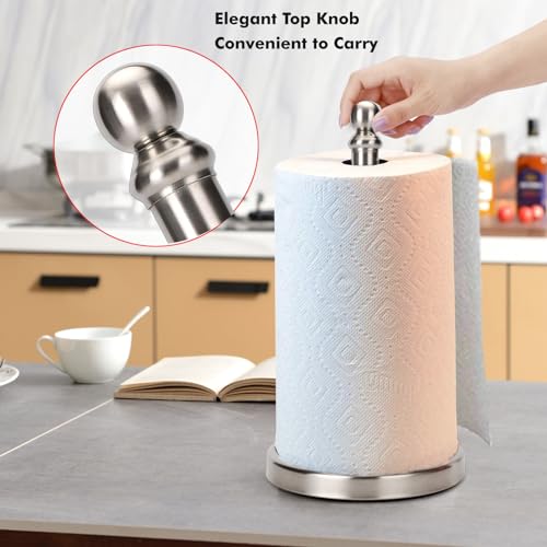 Paper Towel Holder Countertop with Weighted Base (Brushed Nickel)