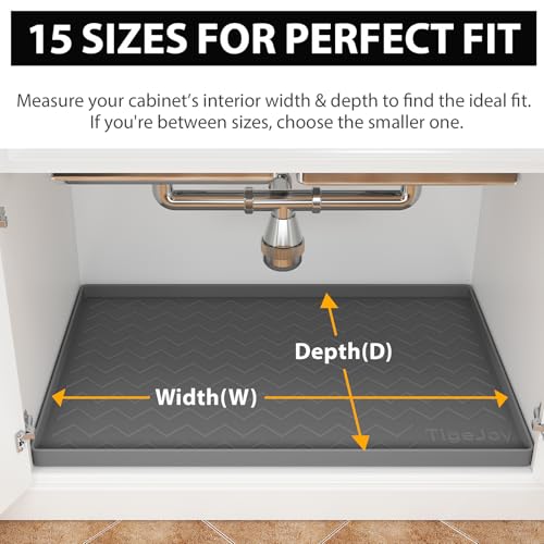 Under Sink Mats for Kitchen Waterproof 22" x 19" (Black / 19"W x 22"L)