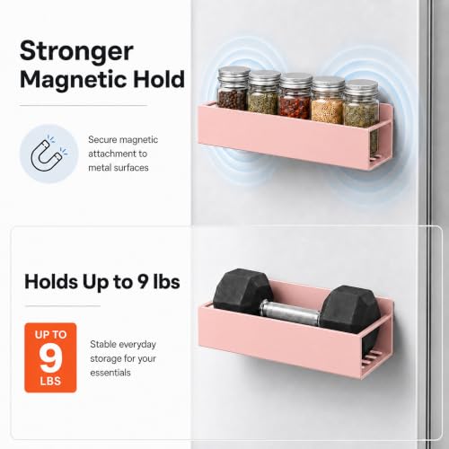 6 Pack Metal Magnetic Spice Rack for fridge (Pink (6 Pack))