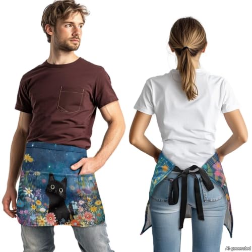 Server Aprons with 3 Pockets (Cat)