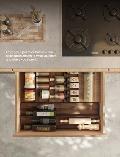 Acacia Wooden Spice Rack Organizer for Cabinet (Walnut / Pack 8)