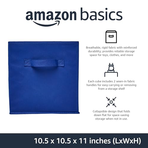 Collapsible Fabric Storage Bins with Handles (Navy / 10.5"x10.5"x11")