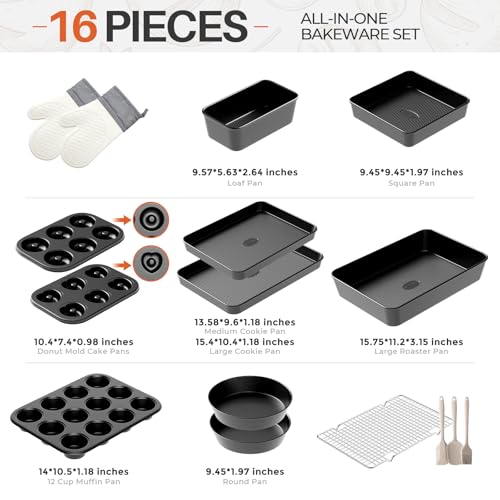 16 Piece Baking Pan Set (Black / 16PCS)