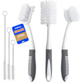 6 Pack Dish Brush Set with Bottle Brush (Gray)