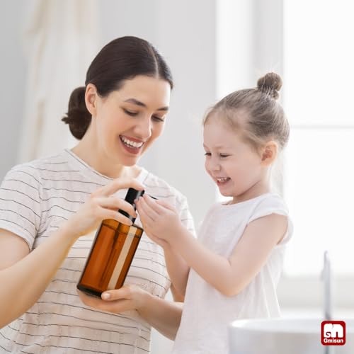 Amber Glass Soap Dispenser (Amber Bottle + Black Pump / 1 Pack - 12oz)