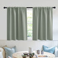 Short Blackout Privacy Curtains 30 inch Long for Bathroom Window (Grayish Green / 42"W x 30"L (Pack of 2))