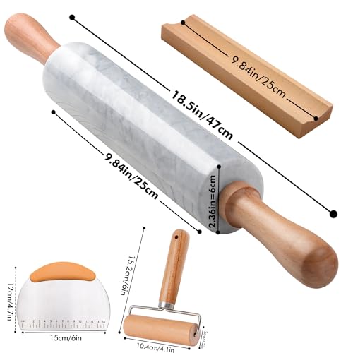 18.5 inches Marble Rolling Pin (White-2)