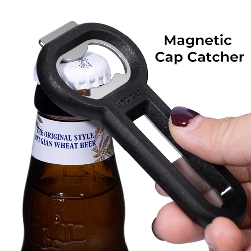 Magnetic Bottle Opener Pop Can Opener for Refrigerator (Black-1 Pack)