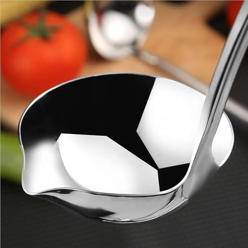 Soup Ladle 304 Stainless Steel Heavy Ladle with Pour Spout for Soups