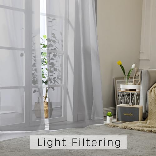 Grey Sheer Curtains (Charcoal Grey / 42"W x 96"L (Pack of 2))