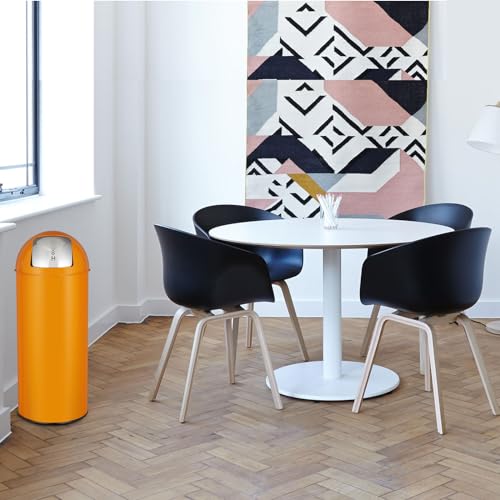 17 Gal 65L Push Lid Trash Can Commercial Grade Heavy Duty Tall Commercial Trash Can Brushed Stainless Steel for Outdoor