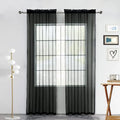 Solid Sheer Rod Pocket Curtain Voile Draperies 2 Panels White Beige Black Grey Coffee 52 Inch Width 108 Inch Long 1 Pair for Kitchen Bedroom Children Living Room Yard (Black / 52"W x 108"L (Pack of 2))