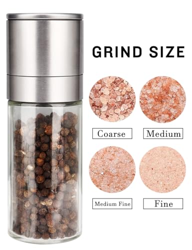 Salt and Pepper Grinder Set Pepper Mill Salt Shaker Refillable (2 Pack Salt and Pepper Grinder)