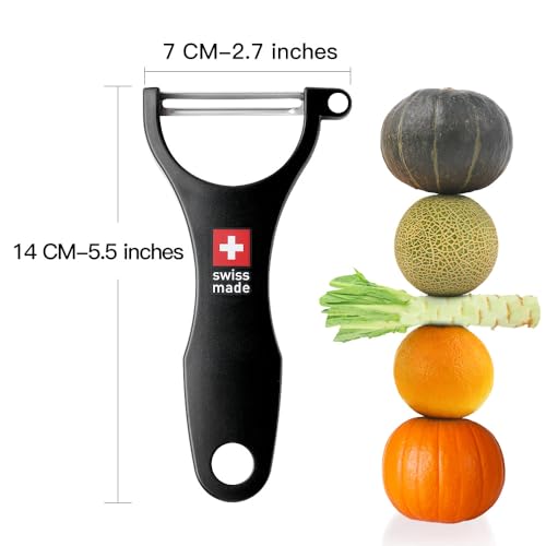 Original Swiss Made Peeler Vegetable&Fruits stainless steel blade Peeler for kitchen (BLACK-Thick skin Peeler)