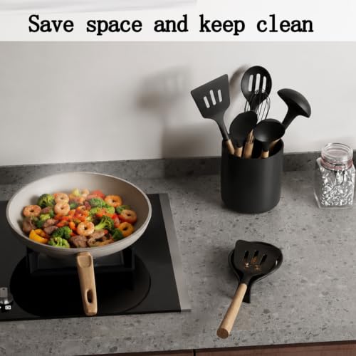 Ceramic Spoon Rest for Stove Top (black / 6.4)