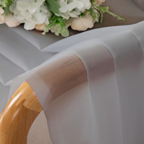 Sheer Light Grey Valances for Windows 2 Pack (Light Grey / 42"W x 14"L (Pack of 2))