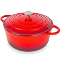 Enamelled Cast Iron Dutch Oven Pot with Lid (Red / 6.4-Quart - Deep)