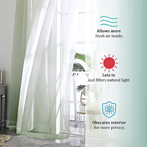 Living Room Sheer Curtains 120" Length 2 Panels Set for French Door (Sage Green / 42"W x 120"L (Pack of 2))