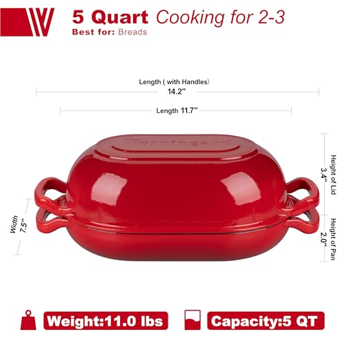 Enameled Cast Iron Sourdough Bread Oven (5 QT / Red)