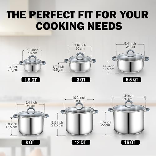 Basics 3 Quart Stainless Steel Stock Pot with Lid (3 Quarts / Gray Silicone Handle)