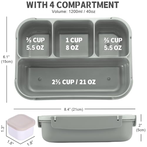 Bento Box Adult Lunch Box (Gray / 1200ML)