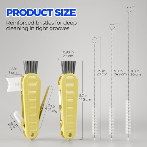 6 Pack 4 in 1 Cup Lid Cleaning Brush 3 Straws Bottle Brush (Yellow)