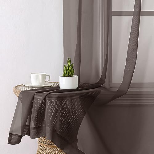 Chocolate Sheer Curtains 72 Inches Long 2 Panels (42"W x 72"L (Pack of 2) / Chocolate)