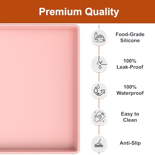 34" x 22" Extra Thick Silicone Mat Waterproof with Raised Edge (Pink / 34"L x 22"W)