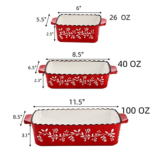 3 Pack Ceramic Bakeware Set (Red)