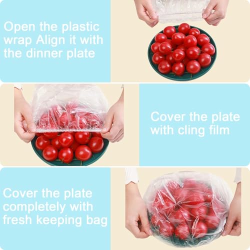 500pcs Plastic Bowl Covers Elastic Reusable Food Covers Outdoor Thickend Kitchen Bowl Dish Plate Cover (M-42CM / White-500)