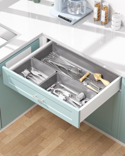 10 Pack Large Size Plastic Drawer Organizers Set (Gray)