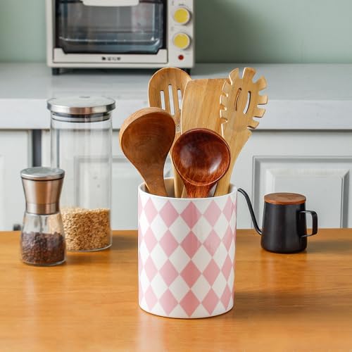 Kitchen Utensil Holder (Diamond Pink / 6.3 Inch)