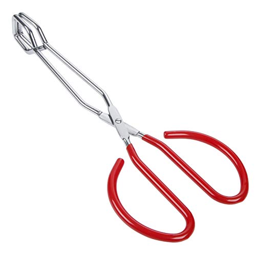Stainless Steel Scissor Tongs Heavy Duty Cooking Tongs with Soft Handles (red 10")