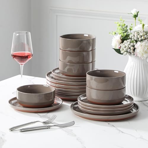 Plates and Bowls Sets (18 Pcs (Service for 6) / Brown)