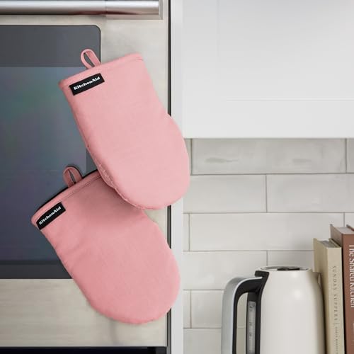 Gourmet Series Gridlines Mini Oven Mitts 2 (Dried Rose)