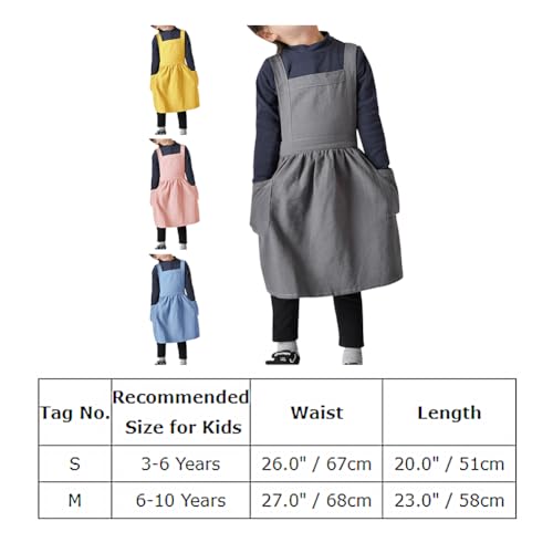 Toddler Apron Cotton Linen Apron Housewarming Gift Mother's day Cute Aprons For Kids Cross Back Aprons For Girls Baking Pottery Pinafore Apron Art Ligth Blue Kids 3 (Ligth Blue Kids / 3-6 Years)