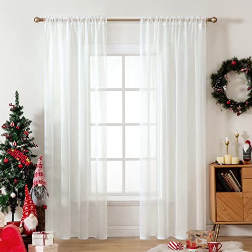 2 Panels Sheer Curtains for Living Room 54 X 102 Inches Ivory (Ivory / 54"W x 102"L (Pack of 2))