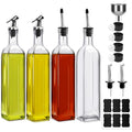 4 Pack 17oz Olive Oil Dispenser Bottles Clear Glass with Pourers