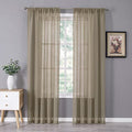 Sheer Curtain Linen Textured Bedroom Curtains Sheer Light Filtering Rod Pocket Voile Curtain for Living Room (54"W x 95"L (Pack of 2) / Taos Taupe)