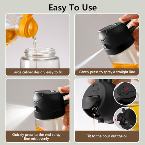 2PCS Oil Sprayer for Cooking 16oz (Black,White)