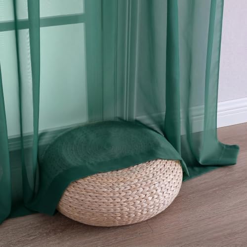 Hunter Green Sheer Curtains 120 Inches Long 2 Panels Set (Hunter Green / 59"W x 120"L (Pack of 2))
