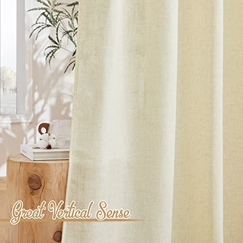 Linen Curtains 63 inch Long for Living Room (52"W x 63"L (Pack of 2) / Linen Butter)