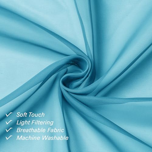 Turquoise Sheer Curtains 90 Inches Long 2 Panels (Turquoise / 42"W x 90"L (Pack of 2))