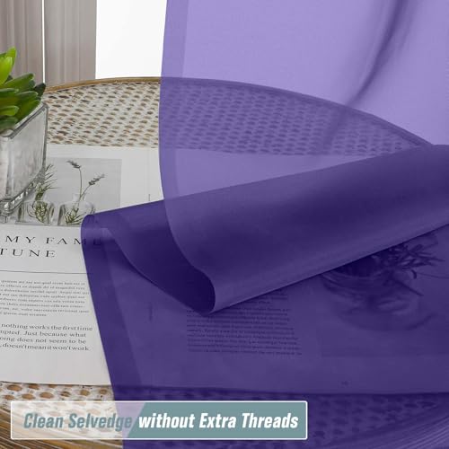 Purple Sheer Curtains 63 Inch Length 2 Panels (42"W x 63"L (Pack of 2) / Purple)